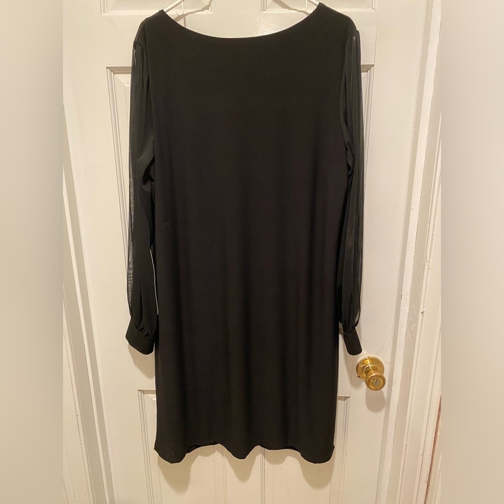 Blu Sage Black and Silver Embellished Gown with Bishop Sleeves - Picture 2 of 8